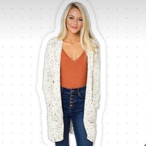 Altar'd State Women's Oversized Confetti Long Sleeve Open duster. Sz Med